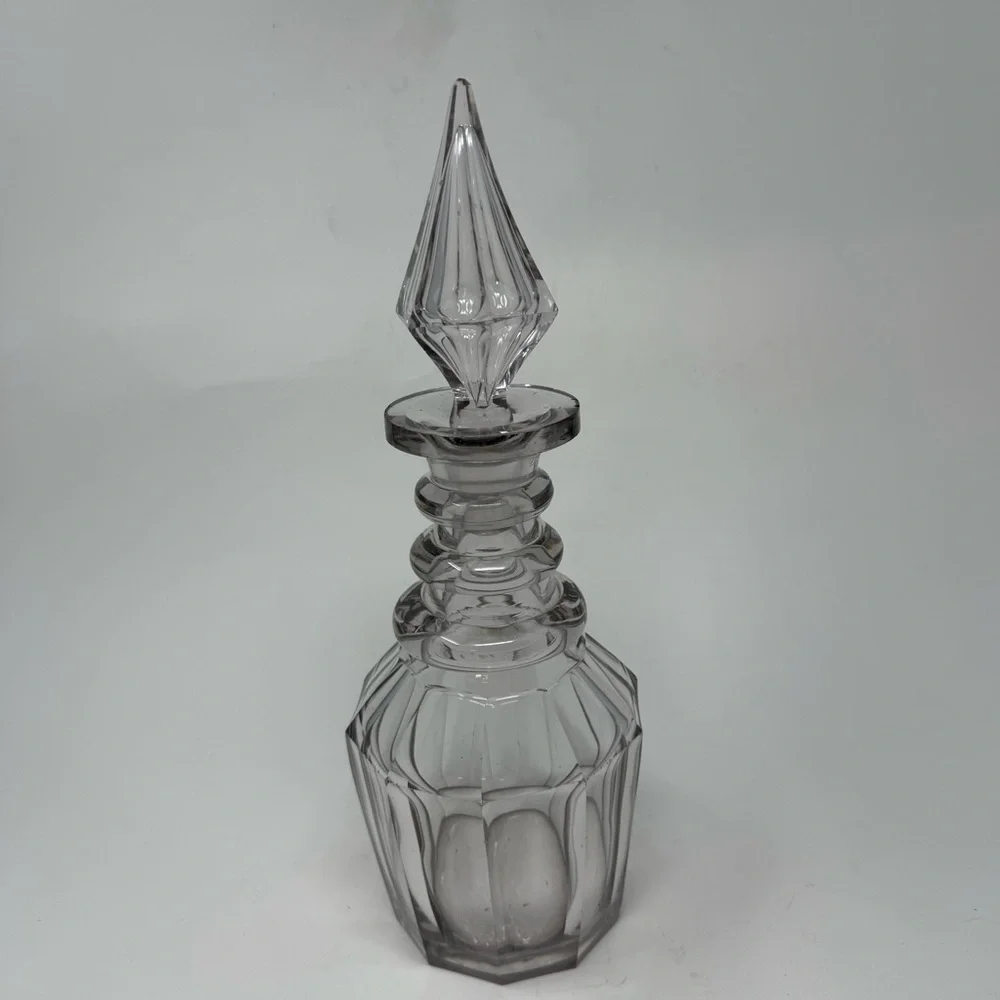 Antique Glass Three-ring Neck Decanter with a Steeple Stopper